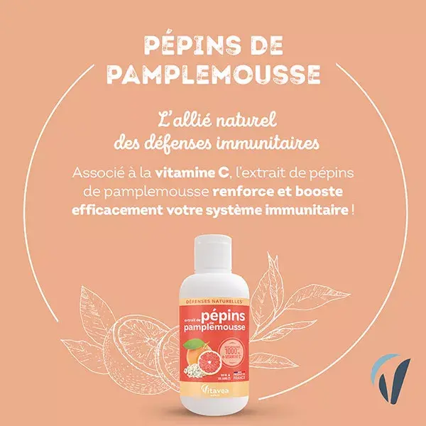 Vitavea Extrait de Pépins de Pamplemousse & Vitamine C Défenses Naturelles 100ml