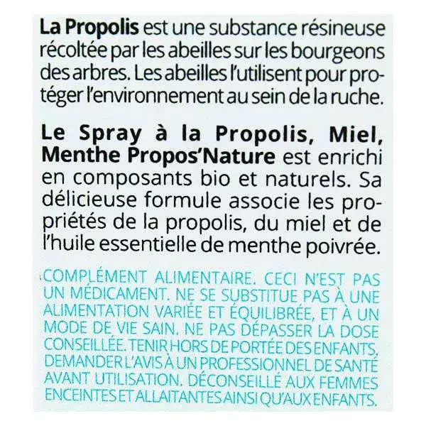 Propos'Nature Spray Orale Propoli Bio Miele/Menta 20ml