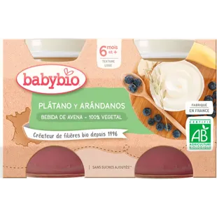 Babybio Yaourt Végétal Avoine, Banane et Myrtilles +6m 2x130 gr