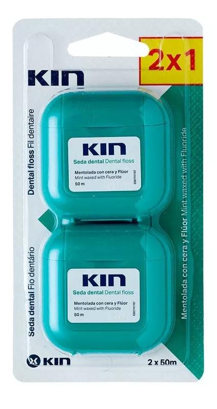 Fil dentaire Kin 50 mètres avec cire et fluorure 2x50 m