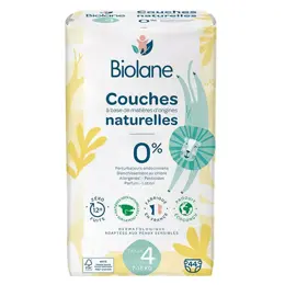 Biolane - Couches Naturelles Taille 4 - Ultra-Absorbant, Pas de Fuite  - 44 unités