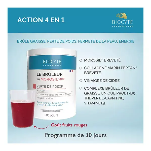 Biocyte Le Brûleur Morosil 400mg Perte de poids Goût fruits rouges 240g