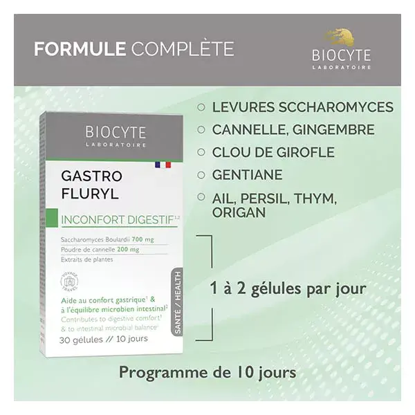 Biocyte Gastrofluryl Confort Digestif Probiotiques 30 Gélules 10 jours de prise