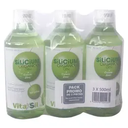 Vitasil Silicium Organique Ortie Cuivre et Zinc Lot de 3 x 500ml