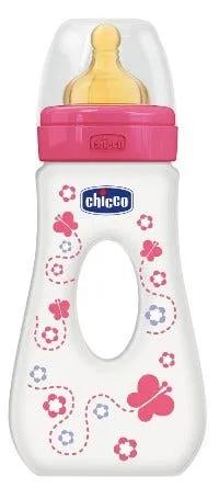 Chicco Biberon Benessere Passeggio Con Tettarella In Caucciù Girl +4m 240 ml