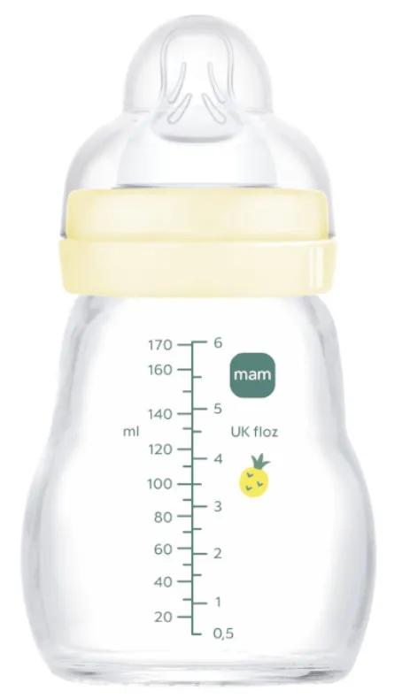Biberon en verre MAM Feel Good Slow Flow Neutre Mat 0-2m 170 ml