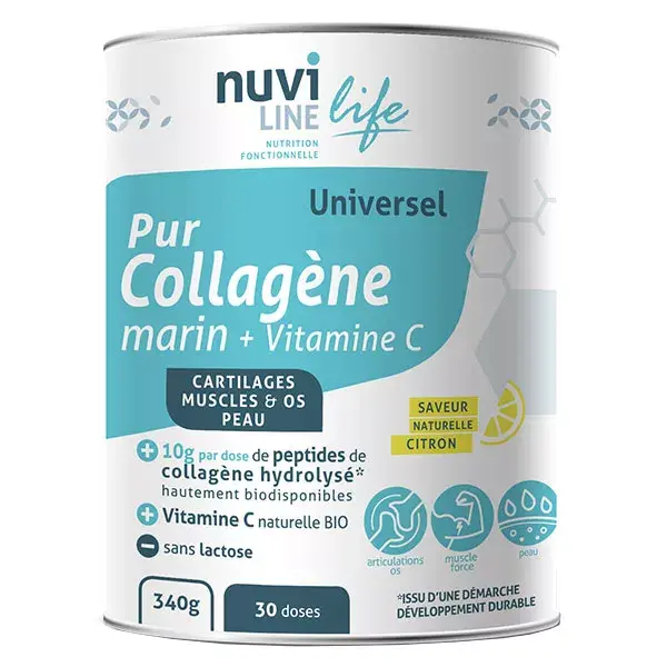 Nuviline Collagène Marin Pur-C Vitamine C Bio Saveur Citron 340g