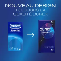 Durex Préservatifs Essential - 10 Préservatifs Extra Lubrifiés - Confort et Sécurité