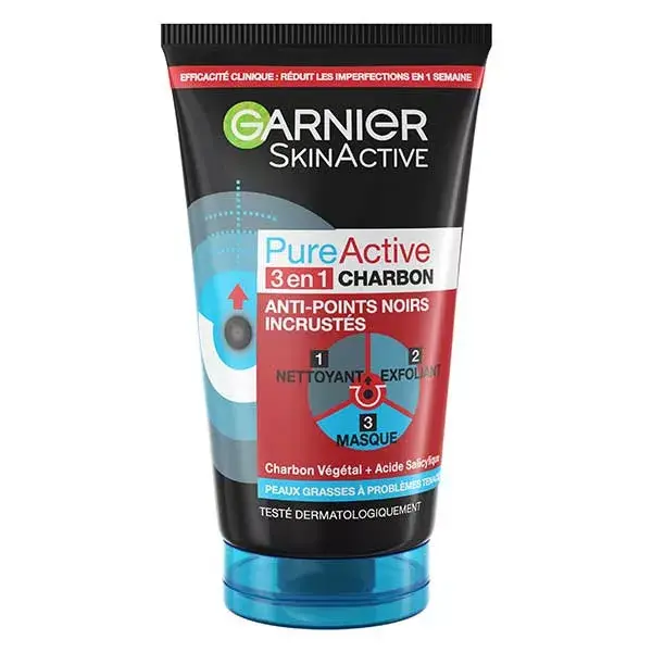 Garnier PureActive Carbón 3en1 Anti-Puntos Negros 150ml