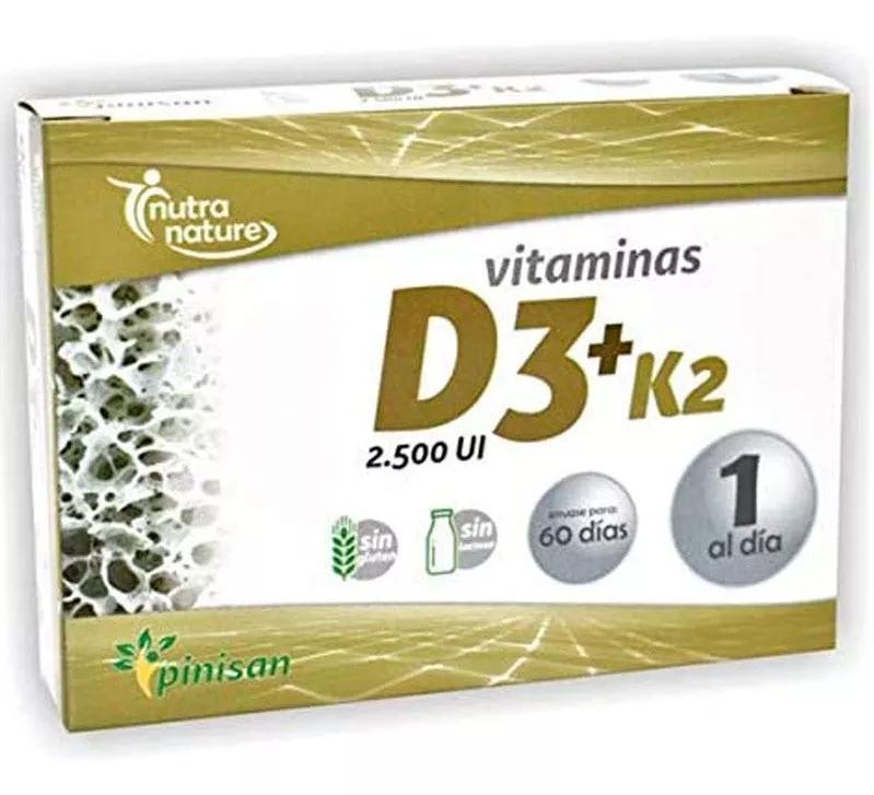 Pinisan Nutra Nature Vitaminas D3 + K2 60 Cápsulas