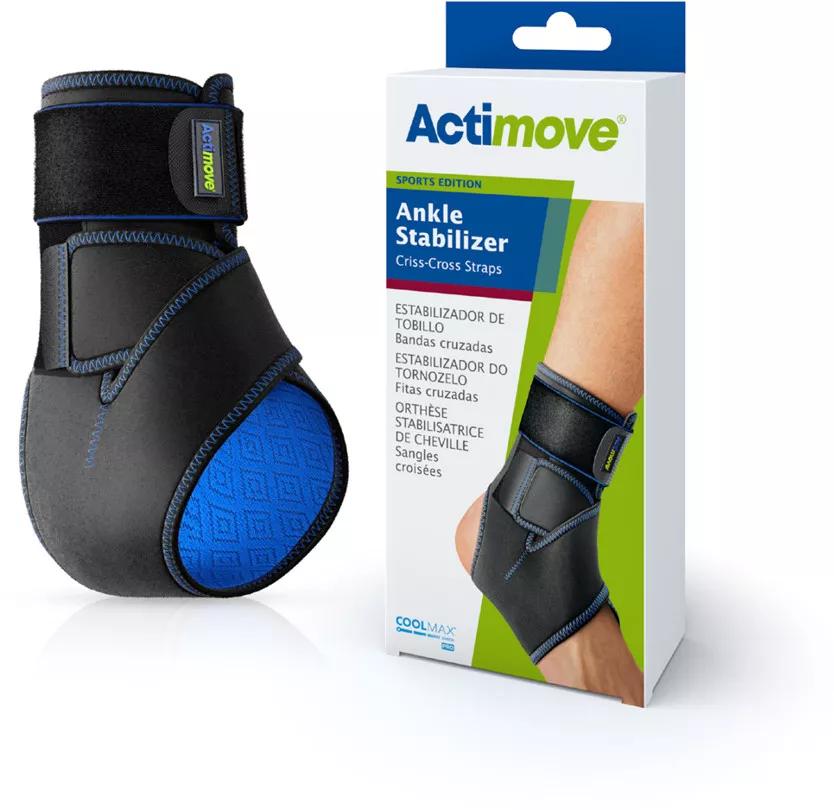 Actimove Tobillera Estabilizadora con bandas cruzadas, Color Negro, Talla Universal