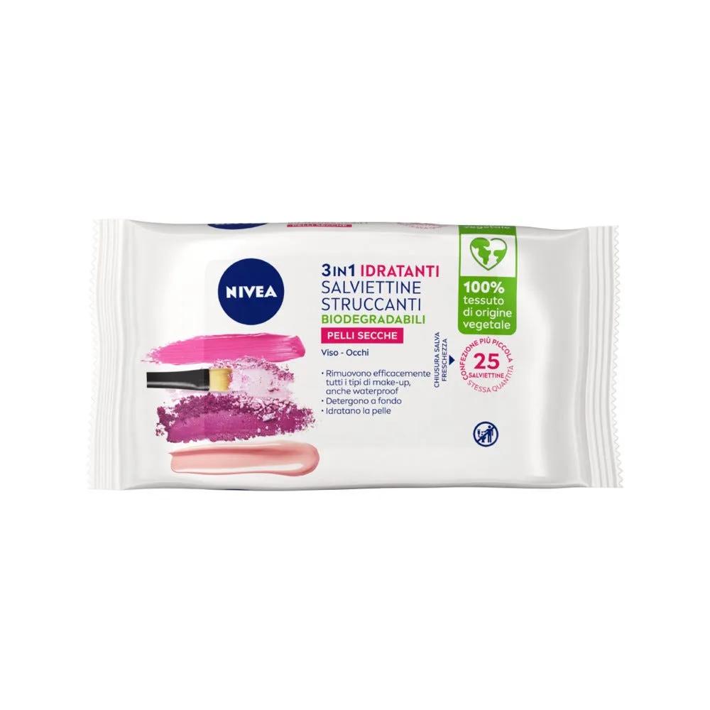 Nivea Salviettine Struccanti 3in1 Idratanti Per Pelli Secche 25 Pezzi