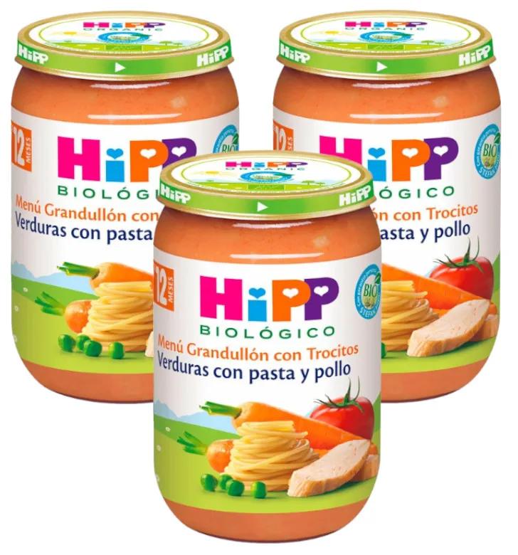 Imagen de HiPP Tarrito de Verduras con Pasta y Pollo BIO +12m 3x220 gr