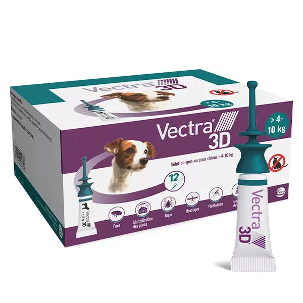 Vectra® 3D spot-on solution for dogs > 4–10 kg 12 pipettes