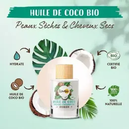 Lovea - Huile De Coco Bio Multi-Usages - Peaux Sèches & Cheveux Secs 50ml