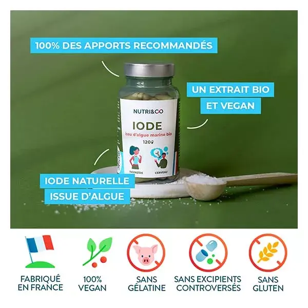 Nutri&Co Iode d'Algue Marine Bio Soutien de la Thyroïde 120 gélules Végan