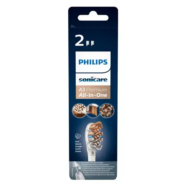 Philips Sonicare All-in-One Tête de Brosse HX9092/10 A3 Premium Blanche Lot de 2