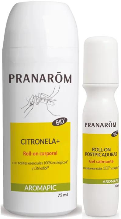Pranarom Aromapic Citronnelle Bio Anti-Moustiques Roll-on Corps 75 ml + Aromapic Piqûres Gel Apaisant Bio Roll-on 15 ml