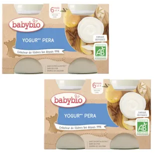 Yaourt Poire et Lait de Vache Babybio +6m 130 gr 2x2 unités