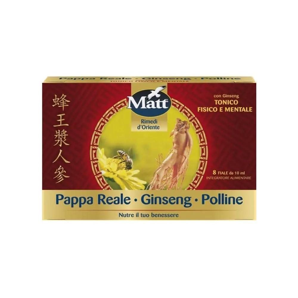 Matt Rimedi d'Oriente Integratore di Pappa Reale Ginseng e Polline 8 Fiale da 10 ml