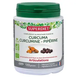 Superdiet Articulations Bio Curcuma Curcumine Piperine 120 gélules