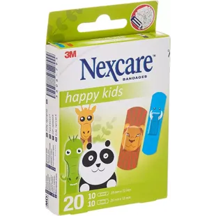 Nexcare Happy Kids Sortimento de tiras de animais 20 unidades