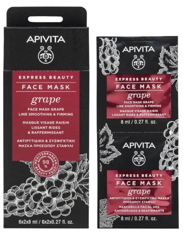 Apivita Express Beauty Anti-Falten- und Straffungsmaske mit Traube 2x8ml