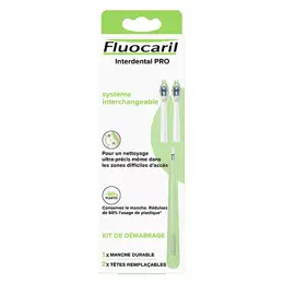 Fluocaril Brosse à Dents Interdental PRO Souple Kit 1 Manche Durable + 2 Têtes Remplaçables 