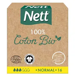 Nett 100% Coton Bio Tampon Normal avec Applicateur 16 unités