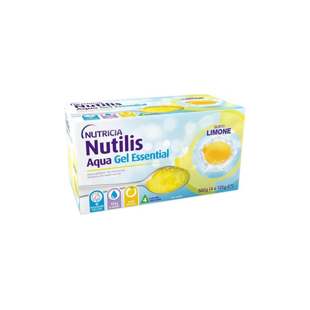 Nutricia Nutilis Aqua Gel Essential Acqua Gelificata Pronta all'Uso, Limone, 4x125ml