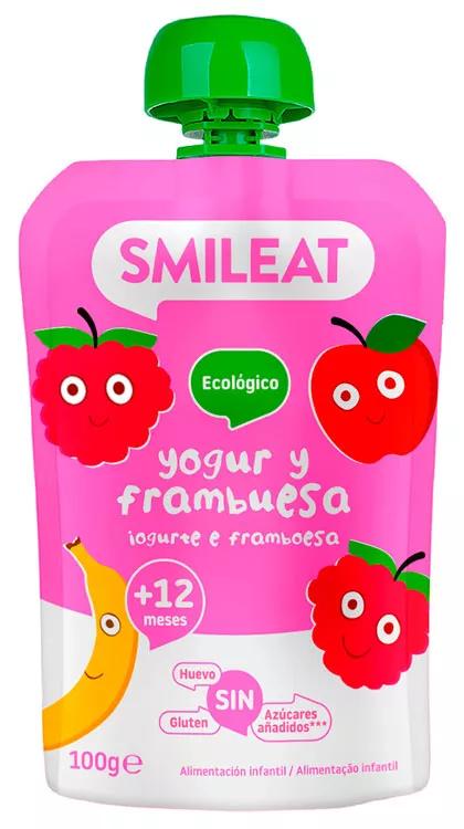 Smileat, Pouch de Fruta Ecológica para Niños, Con Sabor a Yogur y Avena, Sin Leche, Sin Azúcares y Sin Gluten, Puré de Frutas Infantil