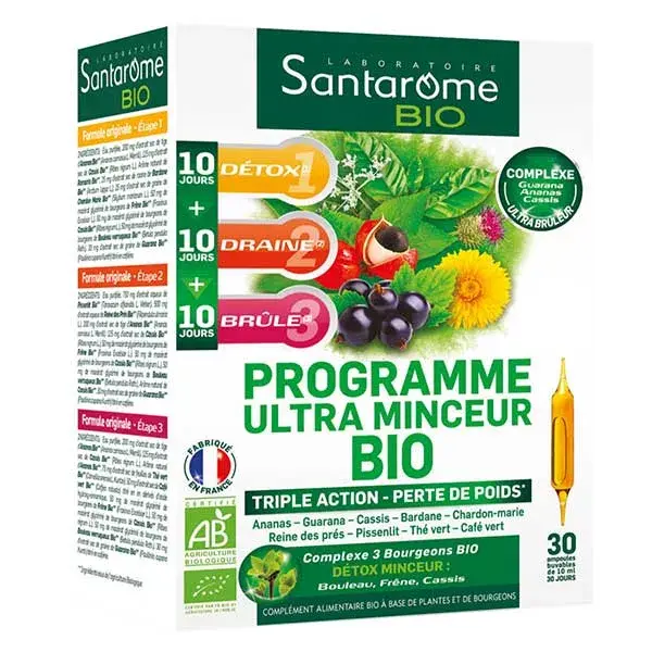 Santarome Bio - Programme Ultra Minceur Bio - Perte de poids - 30 ampoules