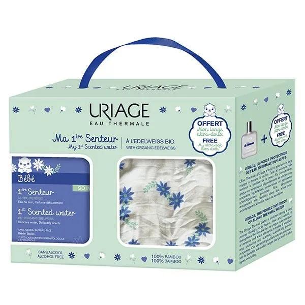 Uriage Bébé 1ère Senteur Cofanetto PROMO Acqua Curativa Profumata 50 ml + Fascia ultra Morbida in Omaggio