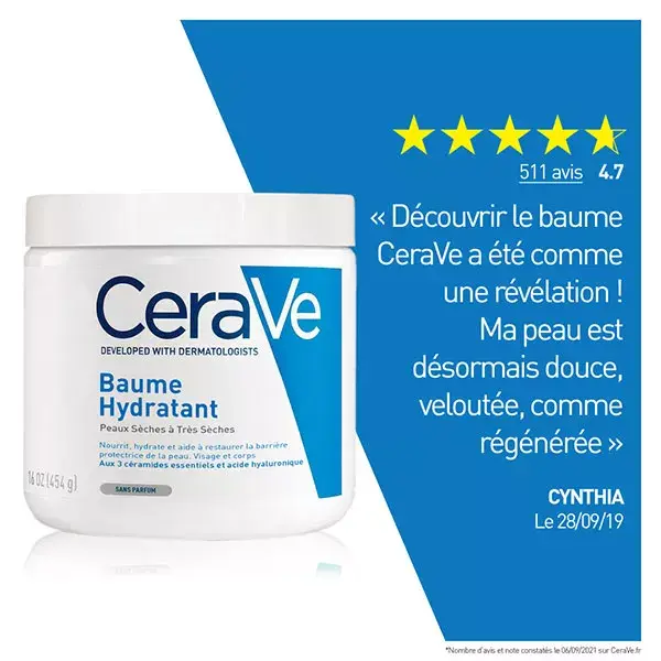 CeraVe Baume Hydratant Visage et Corps Peaux Sèches à Très Sèches 2x454g