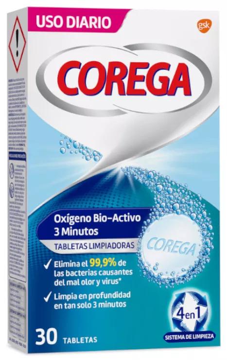 Corega Oxigénio Bio Activo 3 Minutos 30 Comprimidos