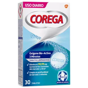 Corega Oxígeno Bio Activo 3 Minutos 30 Tabletas