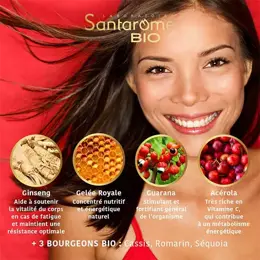 Santarome Bio Ginseng Gelée Royale Guarana Acérola Bio - Vitalité - 20 ampoules