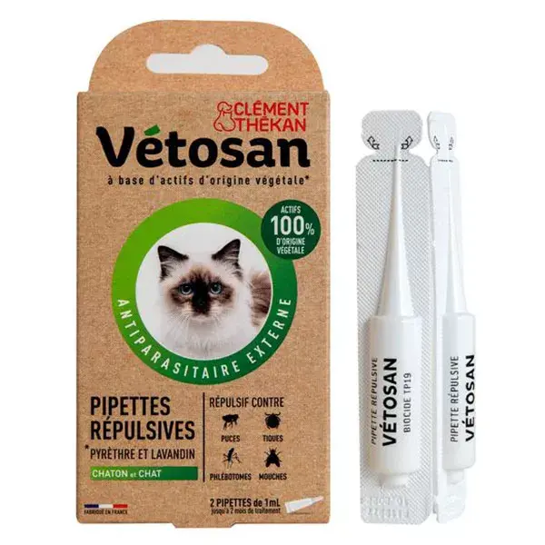 Clement Thekan Vetosan Anti-Puces Anti-Tiques Chat et Chaton 2 pipettes