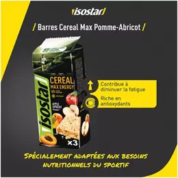 Isostar Cereal Max Energy Barre Énergétique Pomme Abricot 3 unités