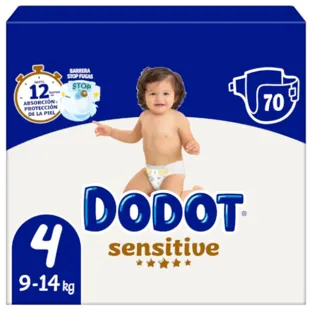 Couches Dodot Sensitive T4 (9-14 Kg) 70 unités