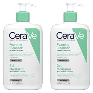 Detergente in gel schiumogeno CeraVe per pelli da normali a grasse 2x473ml