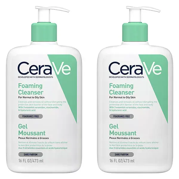 CeraVe Nettoyants Gel Moussant Peaux Normales à Grasses 2x473ml 