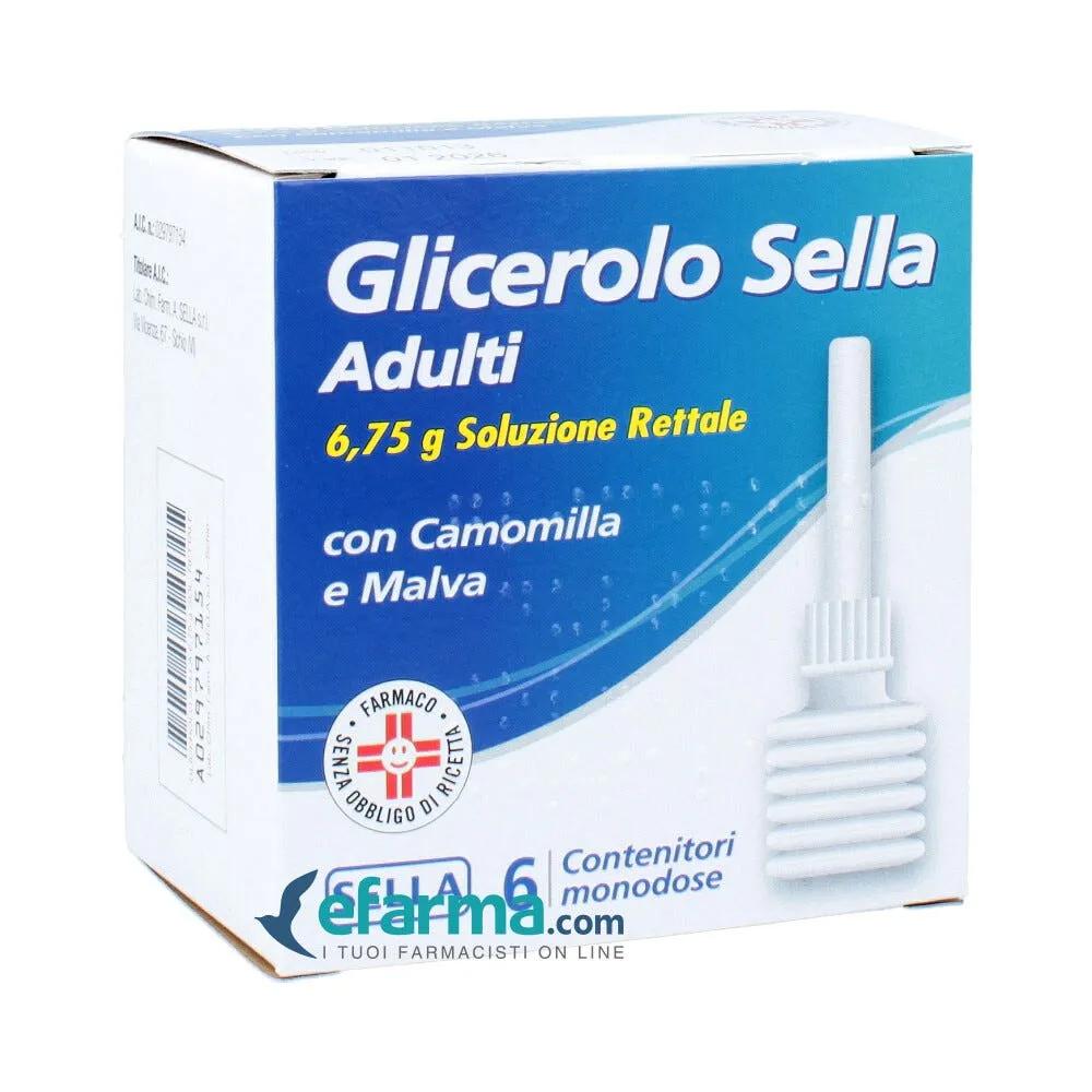 Glicerolo Sella Adulti 6,75g Soluzione Rettale 6 Contenitori Monodose con Camomilla e Malva