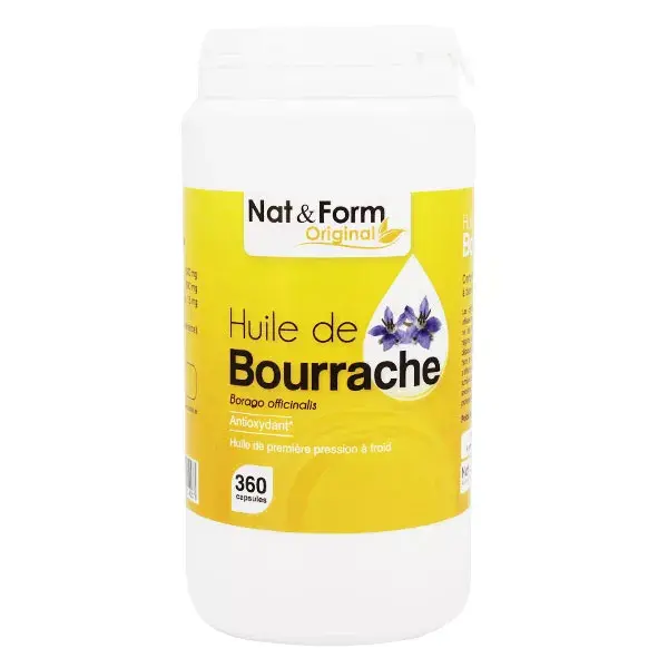 Nat & Form Original Huile Bourrache Vitamine E 360 capsules