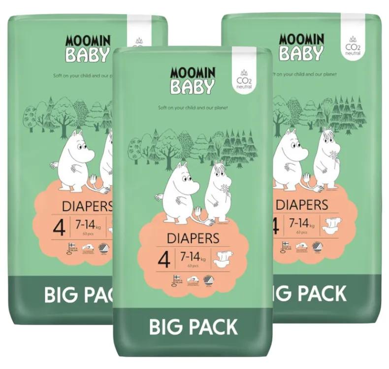 Moomin Baby Diapers Size 4 (7-14 Kg) 3x63 units