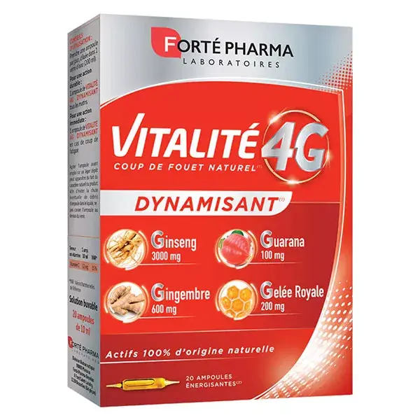 Forté Pharma Vitalité 4G Dynamisant Coup de fouet naturel Vitamine C 20 ampoules