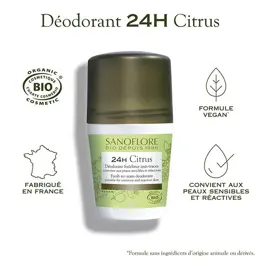 Sanoflore Déodorant Fraîcheur Citrus Roll-On 24h Bio 50ml