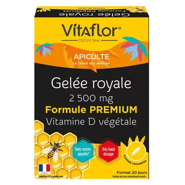 Vitaflor Apiculte Gelée Royale 2500mg Vitamine D 20 ampoules
