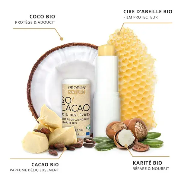 Propos'Nature - Stick à lèvres So'Cacao Bio - Cacao&Karité - 100% naturel- 3,7g