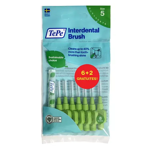 TePe Sachet 6+2 gratis Iso 5 scovolini Interdentali Verde 0.8mm